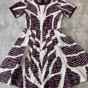 NWT Ashley Stewart Sweater Dress Womens 12W Plus Geometric Purple Knit A Line